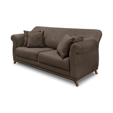 Imagem de Sofá 2 Lugares Pé de Madeira Julieta 160 cm Veludo Marrom S04 - D'Rossi