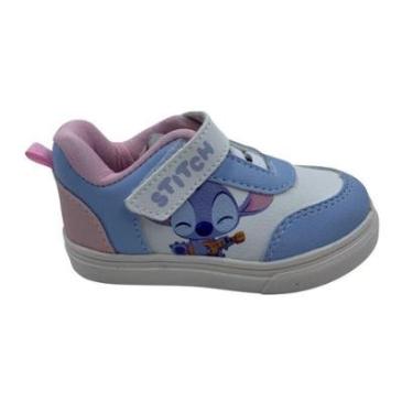 Imagem de Tênis Stitch Menina Disney Calce Fácil Branco com Azul - Branco 27-Feminino