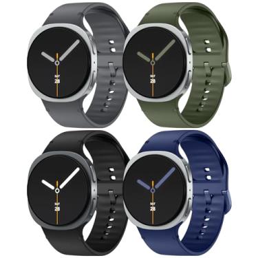 Imagem de Lenrao Pulseira esportiva para Samsung Galaxy Watch 8 de 40 mm e 44 mm/Galaxy Watch 8 Classic de 46 mm, pulseira respirável de silicone macio sem lacunas, substituição à prova d'água com um clique