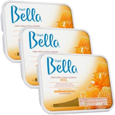 Imagem de Depil Bella Cera Depilatória Quente de Mel, 1kg, Uso Profissional, Para Todos os Tipos de Pele, 3 Unidades