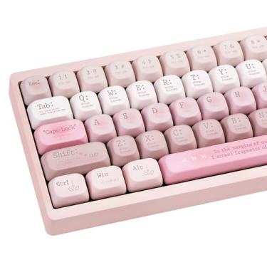 Imagem de COOMICKEY Lindas teclas personalizadas PBT 120 teclas perfil MOA conjunto de teclas rosa para 61/64/84/87/96/98/104/108 Cherry MX Switch teclado mecânico layout ANIS
