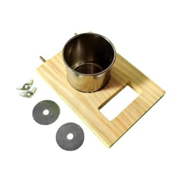 Imagem de Ｂｅｓｇａ Poleiro para pássaros, copo de alimentação para papagaios, acessórios para alimentador suspenso, tigela para pássaros, suporte de madeira para, Copo único