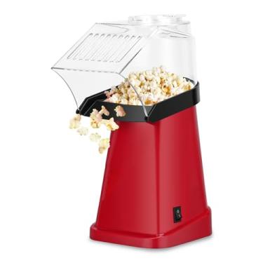 Imagem de Máquina de fazer pipoca de ar quente com tigela de pipoca, máquina de pipoca rápida em minutos com copo medidor e bandeja de derretimento de manteiga para festas, 1200 W