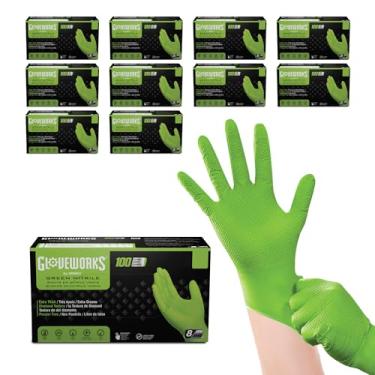 Imagem de GLOVEWORKS Luvas Descartáveis Industriais De Nitrila Verde Hd, 8 Mil, Sem Látex, Textura Diamante Em Relevo, Extragrande, 10 Caixas Com 100 Unidades