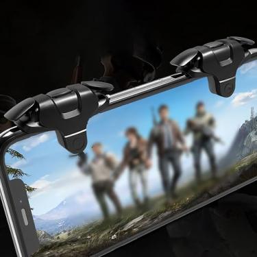 Imagem de Gatilho preto para celular – botões de tiro responsivos para jogos PUBG, COD, Rules of Survival e Battle Royale