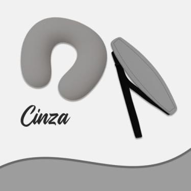 Imagem de Kit Almofada de pescoço e Faixa Apoio Suporte Cabeça de Bebê Cadeirinha Carro (Cinza)