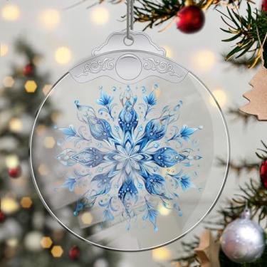 Imagem de Enfeites de Natal de cristal de floco de neve, enfeites de árvore de Natal feitos à mão, decoração de carro e casa - presentes de Natal, decoração de artesanato em acrílico, ideias de troca de