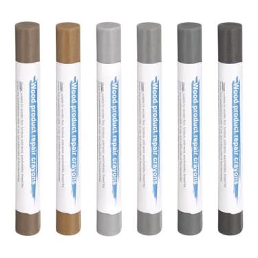Imagem de Generic Bastões de enchimento de madeira, 6 cores, cera de madeira, retoque de móveis, giz de cera para reparo de móveis, cinza chumbo, cinza médio, madeira, levemente cinza, champanhe, cinza claro