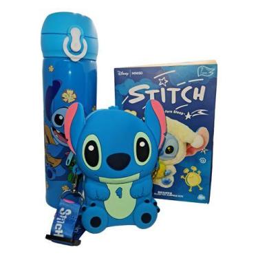 Imagem de Kit Inspirado Stitch Copo Térmico + Bolsinha Com Alça