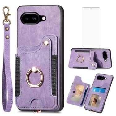 Imagem de Asuwish Capa de telefone para Google Pixel 9A capa carteira com protetor de tela de vidro temperado e alça de pulso RFID suporte para cartão de crédito anel acessórios para celular Pixel9A A9 5G