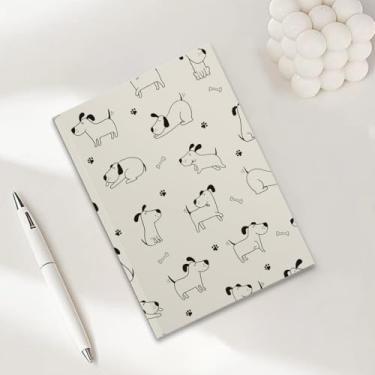 Imagem de Cadernos com estampa de cachorro fofo para trabalho, caderno de composição A5, caderno pautado na faculdade, agenda de viagem forrada para escrever anotações, presentes para amantes de cães, 12