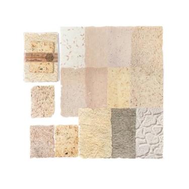 Imagem de Papel de scrapbook texturizado pequeno e papel de colagem em relevo 3D feito à mão com borda de fibra de folha para materiais de diário de lixo para fabricação de cartões de mídia mista, arte