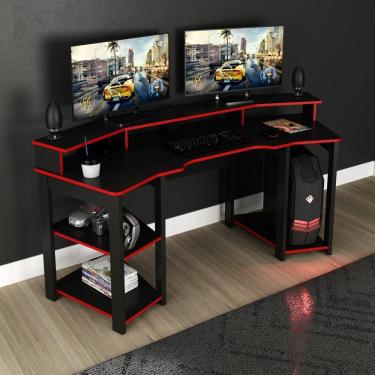 Imagem de Mesa Gamer Multimóveis Cr25062 Preta/Vermelha