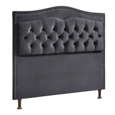 Imagem de Cabeceira Estofada Holanda Casal Veludo Shop Das Cabeceiras Cinza Chumbo