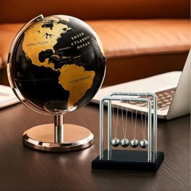 Imagem de Kit Globo com Pêndulo de Newton Decora Ambiente Educativo Escola Relaxante Interativo Globo terrestre Para Sala Casa Escritorio