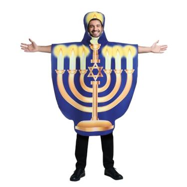 Imagem de Berlune Hanukkah Menorah Costume for Adults Chanukah Light up Flashing Menorah Costume Full Body Funny Holiday Party Outfit Fancy Cosplay Dress Suit for Men Women Hanukkah Halloween Dress up Party