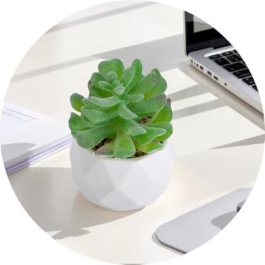 Imagem de Plantas suculentas artificiais falsas para mesa, suculentas falsas realistas em vasos de plástico, mini decoração de suculentas coloridas para quarto, banheiro, escritório, prateleira (verde A)