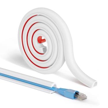 Imagem de ZhiYo Capa de silicone macio para TV de 1 cabo, capa de fio autoadesivo para esconder fios ao longo da parede, ocultadores de cabos para TV montada, corretivo de cabos de canto, canal 0,8 cm L x 0,7