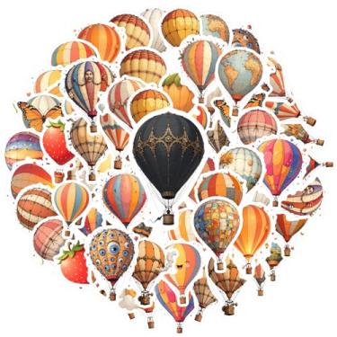 Imagem de 35 peças de balões de ar quente, viagem, aventura, céu, adesivos, decalques de viagem, adesivos de papelaria sonhadores para telefone faça você mesmo, guitarra, notebook, mala, copo, celular, laptop