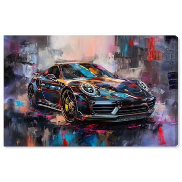 Imagem de Art Remedy Pinturas de carro de luxo em tela vibrante Porsche, envolto em galeria, 38 cm x 25 cm