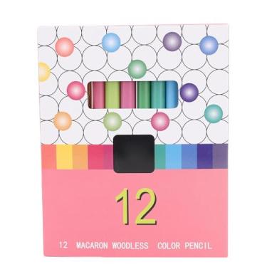 Imagem de Conjunto de lápis de aquarela sem madeira de 12 cores, lápis de cor sem madeira à base de óleo vibrante para esboçar camadas de tinta para adultos (Macaron)