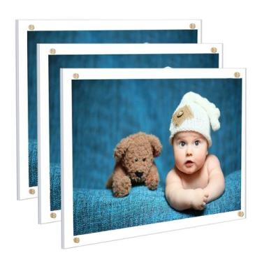 Imagem de Porta-retratos Kalami, pacote com 3, suporte de parede, acrílico de 20