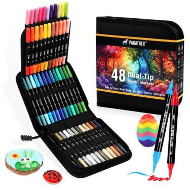 Imagem de Marcadores de tinta acrílica Pagather 48 cores Dual Tip