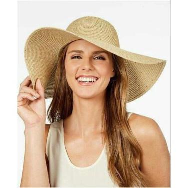 Imagem de Chapéu Feminino Aba Grande Floppy Fibra Praia Bege Copa Redonda - NoBr