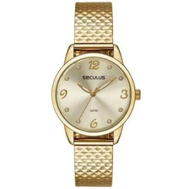 Imagem de Relógio Feminino Seculus Dourado Pulseira Texturizada Original-Feminino