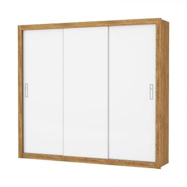 Imagem de Guarda Roupa Roupeiro Ilhéus 3 Portas De Correr 4 Gavetas Carioca Cinamomo Branco