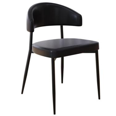 Imagem de Cadeira Estofada Para Sala De Jantar Serena Preto C01 Courino Preto - Lyam Decor