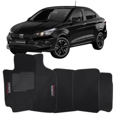 Imagem de Tapete Carpete Cronos 2018 à 2024 Preto Logo Bordado Jogo 5 Peças Pers