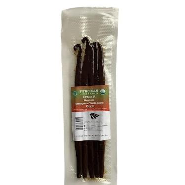 Imagem de 5 Organic Madagascar Vanilla Beans Grade A. Certified USDA Organic. 6"-7.5" Fresh by FITNCLEAN VANILLA for Extract, Paste, Cooking and Baking. NON-GMO Whole Pods