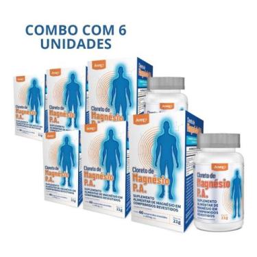 Imagem de Kit Com 6 Cloreto De Magnésio Pa - 60cp - Benne Farmacêutica Sem Sabor