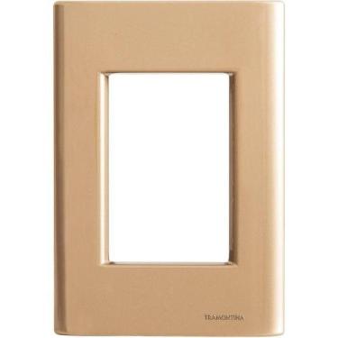 Imagem de Placa 3 Postos 4x2 Tramontina Giz Ouro Metalizado Sem Suporte Tramonti