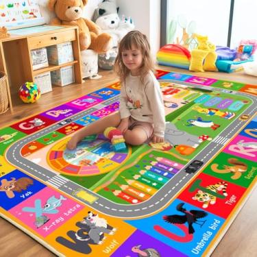 Imagem de Bolacrom ABC Carpet 7' x 9', Kids Rug for Playroom ABC Alphabet Rug for Learning Numbers, Colors, Animal Words and Season, Washable Play Mat for Children Classroom Playroom Girls Boys Room