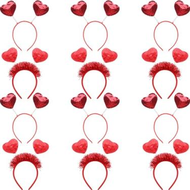 Imagem de Cagemoga 12 Pieces Valentines Day Heart Headband Glitter Heart Head Boppers for Valentine's Day Wedding Birthday Party Costume Accessory