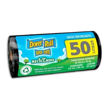 Imagem de Dover-Roll Super Forte Reciclado 50L Preto, Rolo com 20 Sacos para Lixo