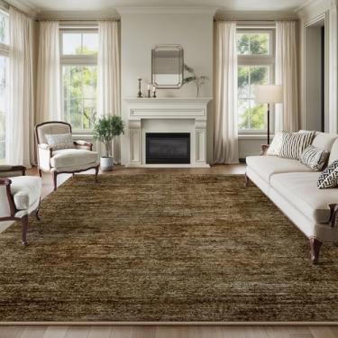 Imagem de BUDISI Tapete de área 20 x 25 cm lavável, lavável na máquina, marrom, vintage, tradicional, dobrável, fino, estilo retrô, tapete antiderrapante, para uso interno, quarto, sala de estar, cozinha