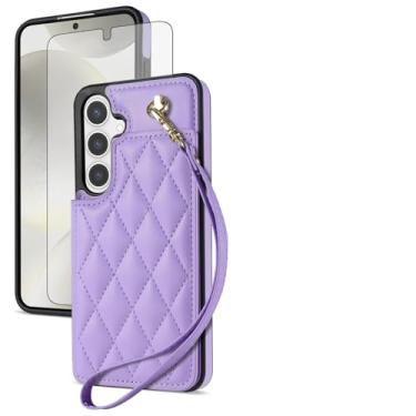 Imagem de Asuwish Capa de telefone para Samsung Galaxy S25 5G capa carteira com protetor de tela de vidro temperado e alça de pulso suporte para cartão de crédito acessórios para celular S 25 25S 25 25S