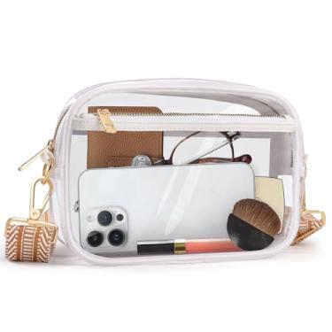 Imagem de Aodotx Bolsa transparente aprovada para estádios, bolsas transversais transparentes para shows, esportes, festivais, Branco-01, Small