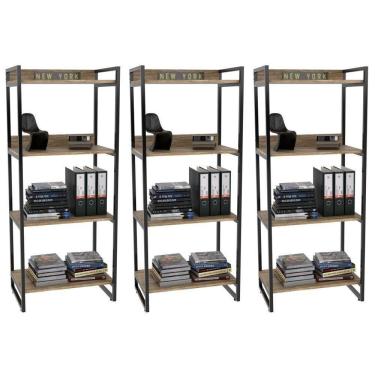 Imagem de Kit 3 Estante Multiuso 60cm 4 Prateleiras C08 Carvalho