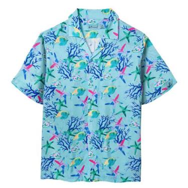 Imagem de Camisa Boho Aquarium Masculino 100% Viscose Anemoss, Multicolorido, G