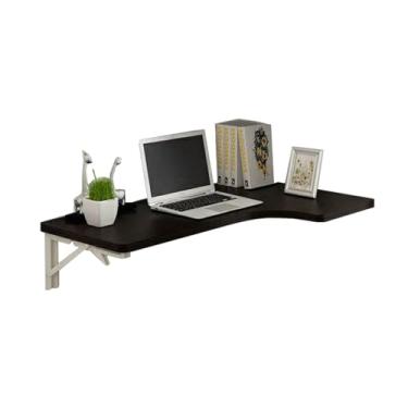 Imagem de Mesa de parede dobrável, mesa de jantar em forma de L, para pequenos espaços, mesa de escritório, mesa de canto para computador (80 x 60 x 35 cm/31,4 x 23,6 x 13,7 cm, preta)