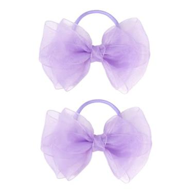 Imagem de Laços de cabelo de organza de 11 cm para meninas, 2 peças de elásticos macios, suportes de rabo de cavalo coloridos para crianças, adolescentes e mulheres – Perfeito para uso diário ou presentes de