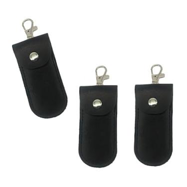 Imagem de YLYSLFC Capa de armazenamento USB com 3 unidades para flash drive, capa de couro para proteger seu pen drive USB e armazenamento conveniente (modelo comercial preto)