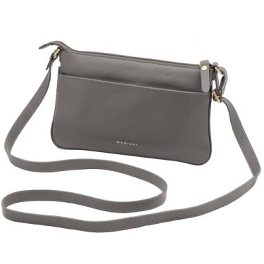 Imagem de Bolsa Feminina Transversal de Couro Bovino Legítimo Mariart Girassol (Cinza)
