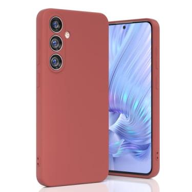 Imagem de Boaixiaen Compatível com Samsung Galaxy S24 FE, capa de telefone à prova de choque de silicone líquido fino macio TPU com proteção total à prova de choque para Galaxy S24 FE 5G 6,7 polegadas (vermelho