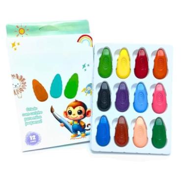 Imagem de Giz Plástico Lápis de Cor Giz Escolar 12 Cores Colorir Giz de Cera Material Escolar Não Quebra(CUTE SEM PARAR - 12 CORES)
