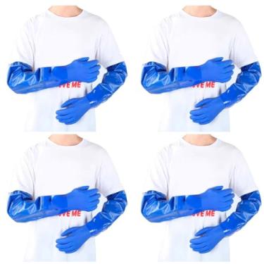 Imagem de kit 4 Luva Pvc Cano Longo Proteção Quimica C/Forro Punho 66cm CA 46614